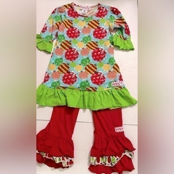 ruffle girl Other - RG™ retro Christmas & lights Bell Pants Set size 7